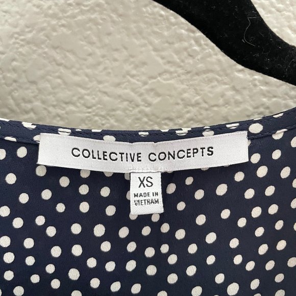 Navy Polkadot Wrap Top - Size XS - Picture 2 of 3